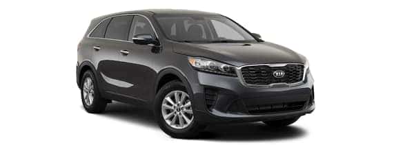 A black 2020 Kia Sorento is facing right.