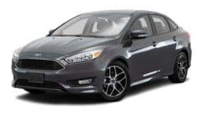 A grey 2017 Ford Focus is facing left.