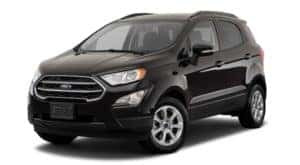 A black 2018 Ford EcoSport is facing left.