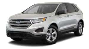 A silver 2018 Ford Edge is facing left.