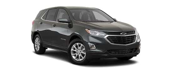 A black 2020 Chevy Equinox is facing right.