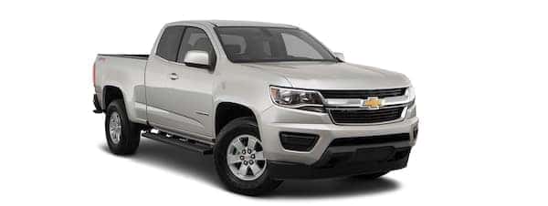A silver 2020 Chevy Colorado is facing right.