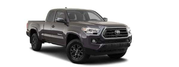 A grey 2020 Toyota Tacoma is facing right.