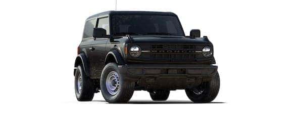 A black 2021 Ford Bronco (2dr) is angled right.