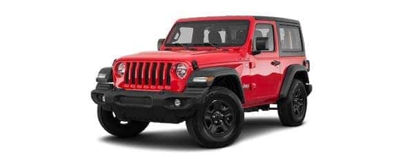 A red 2020 Jeep Wrangler (2dr) is angled left.