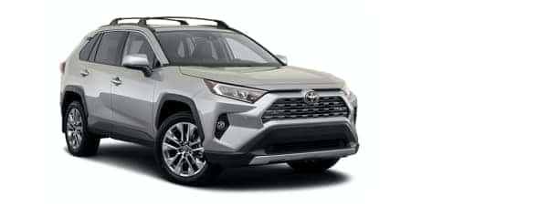 A silver 2021 Toyota RAV4 is angled right.