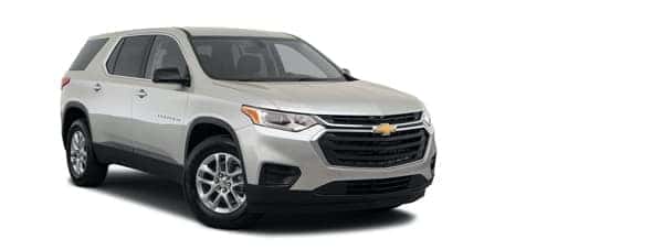 A white 2021 Chevy Traverse is angled right.