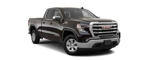 A black 2021 GMC Sierra 1500 is angled right.