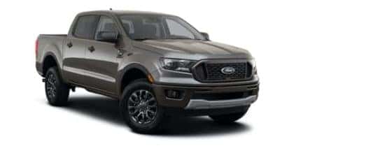 A grey 2021 Ford Ranger XLT is angled right.