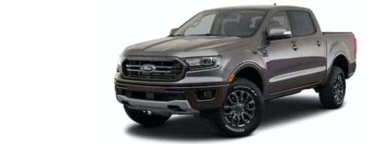A grey 2021 Ford Ranger is angled left.