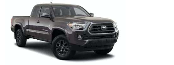 A grey 2021 Toyota Tacoma is angled right.
