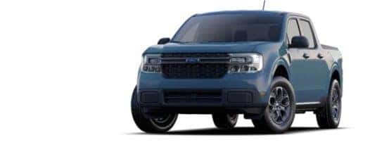 A blue 2022 Ford Maverick XLT is angled left.