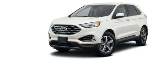 A white 2022 Ford Edge SEL is angled left.