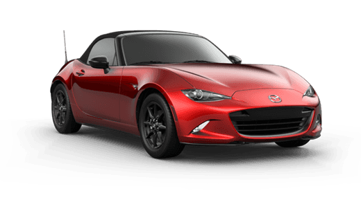 wed 2021 Mazda MX-5 coupe with a black convertible top, rims, and grille