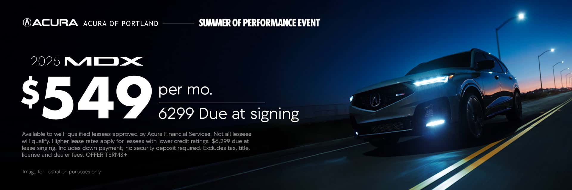 2025 Acura MDX Dealer Lease Special: $549 Month $6299 Due at Signing