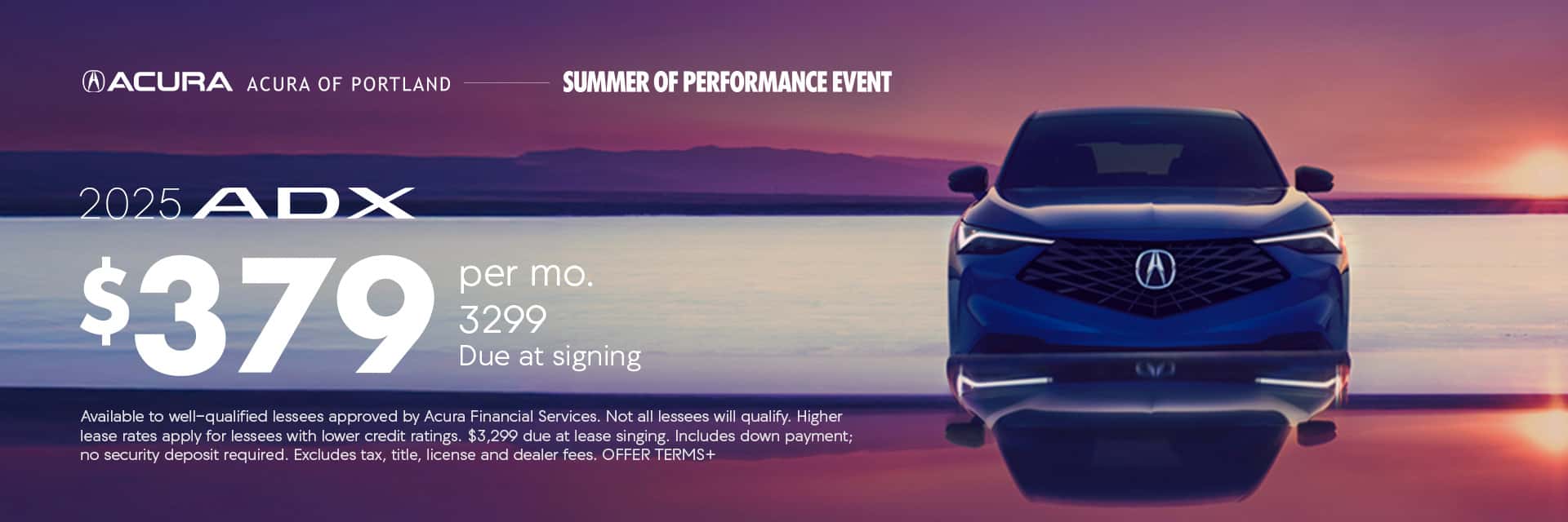 2025 Acura ADX Dealer Lease Special: $379 Month $3299 Due at Signing