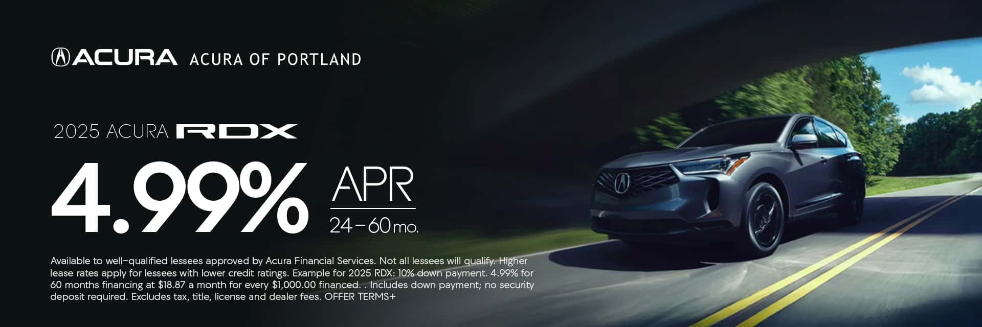 2025 Acura RDX Finance Offer: 4.99% APR for 24 - 60 months