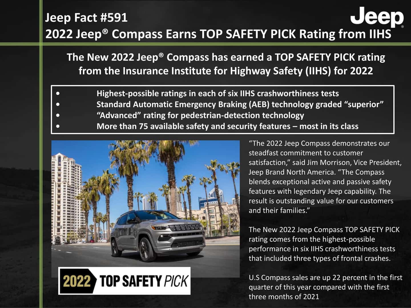 2022 Jeep® Compass Earns TOP SAFETY PICK Rating from IIHS Findlay