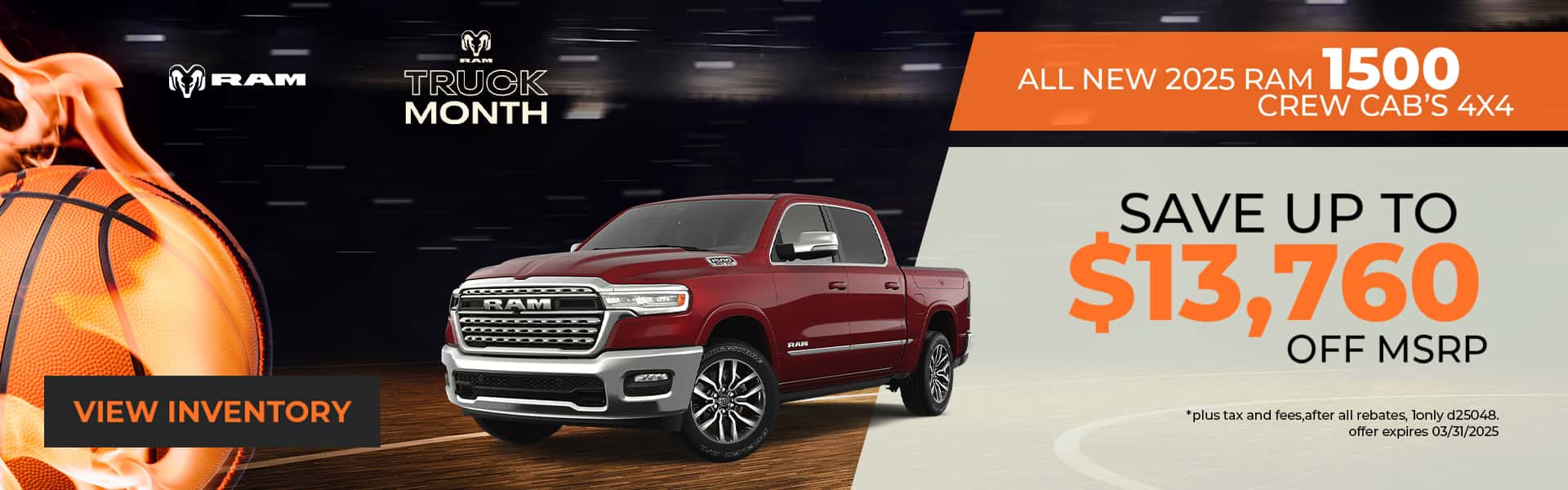 2025 Ram 1500 Crew Cab 4x4 $13,760 off MSRP Banner