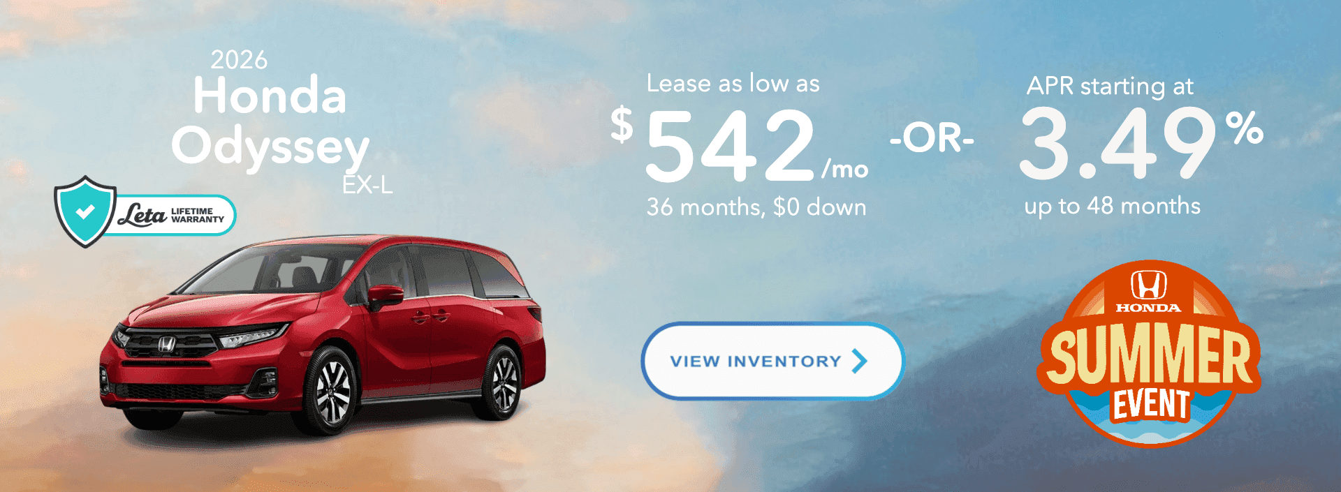 Lease a new Honda Odyssey for $542/mo | APR as low as 3.49% | Frank Leta Honda O'Fallon MO St. Louis Honda Dealer