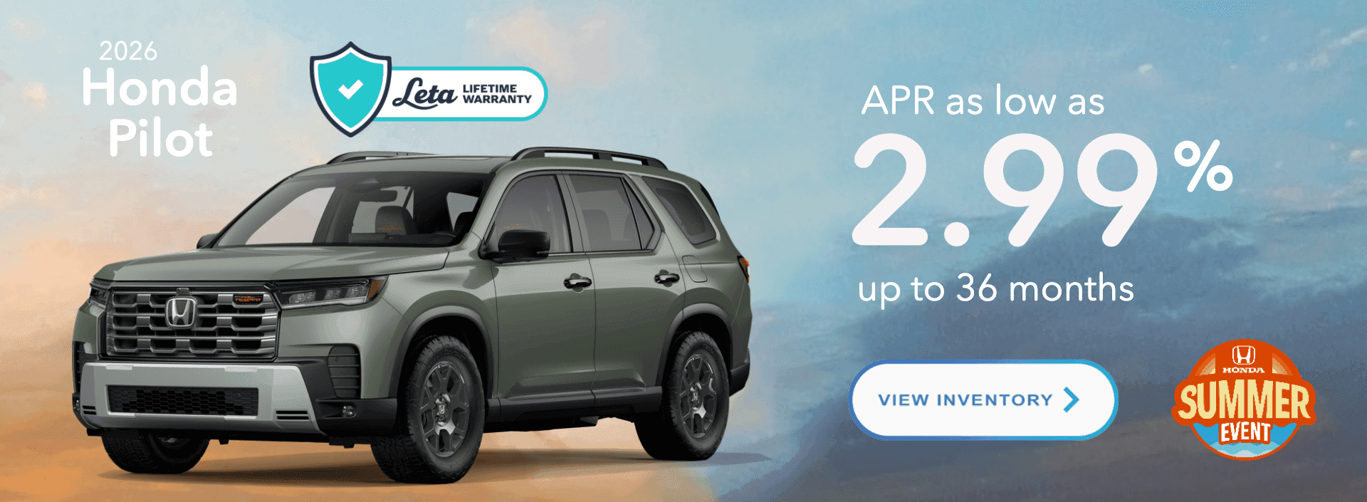2026 Honda Pilot APR as low as 2.99% Frank Leta Honda St. Louis O'Fallon MO