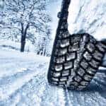 Tire on snowy road