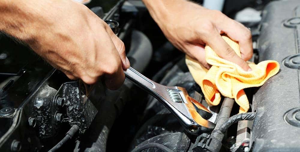 Mechanic working on a car