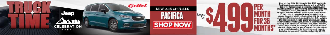 2025 Chrysler Pacifica Lease for: $499 Per Month For 36 Months*