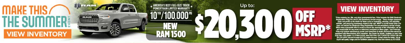 New 2026 Ram 1500 Up to $20,300 OFF MSRP*