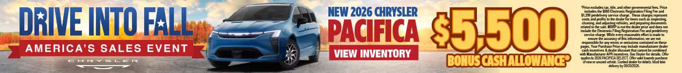 New 2026 Chrysler Pacifica Get $5,500 Bonus Cash Allowance*
