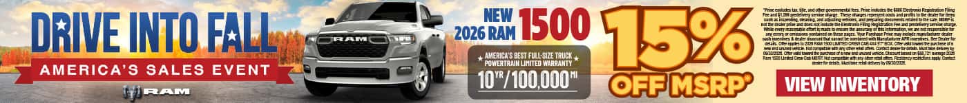 New 2026 Ram 1500 15% Off MSRP*