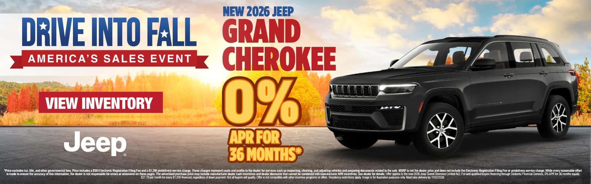 New 2026 Jeep Grand Cherokee 0% APR for 36 Months*