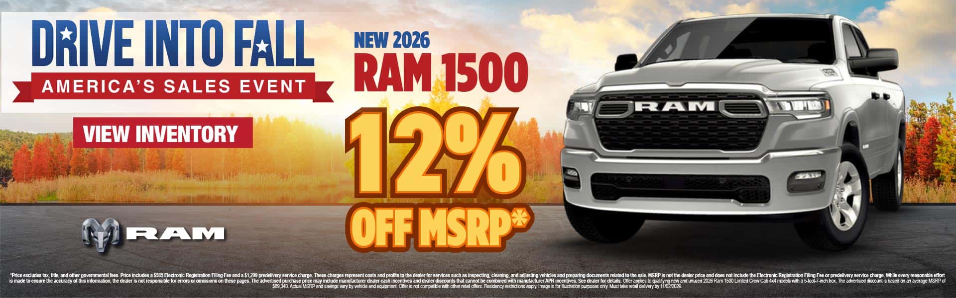 New 2026 Ram 1500 12% Off MSRP*