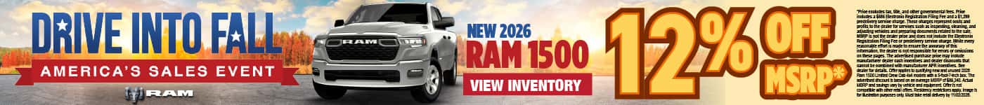 New 2026 Ram 1500 12% Off MSRP*