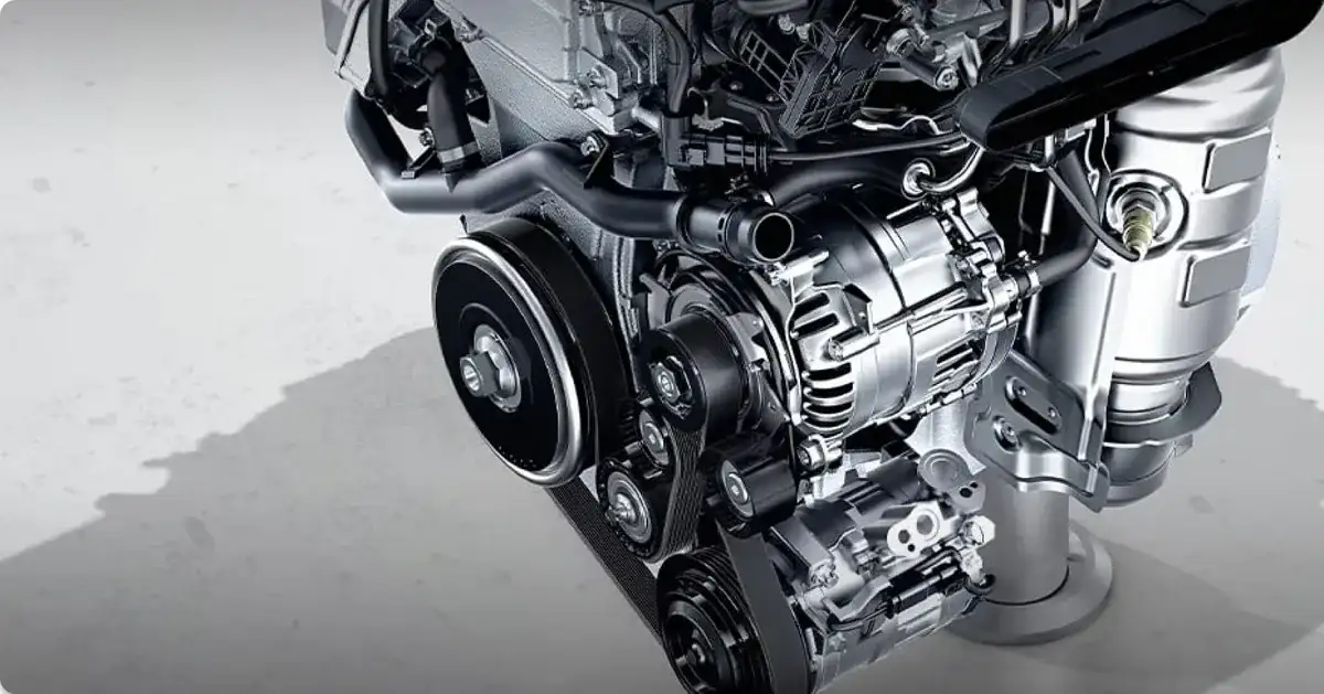 Belt-driven Starter-Generator mounted to the inline-4 engine.