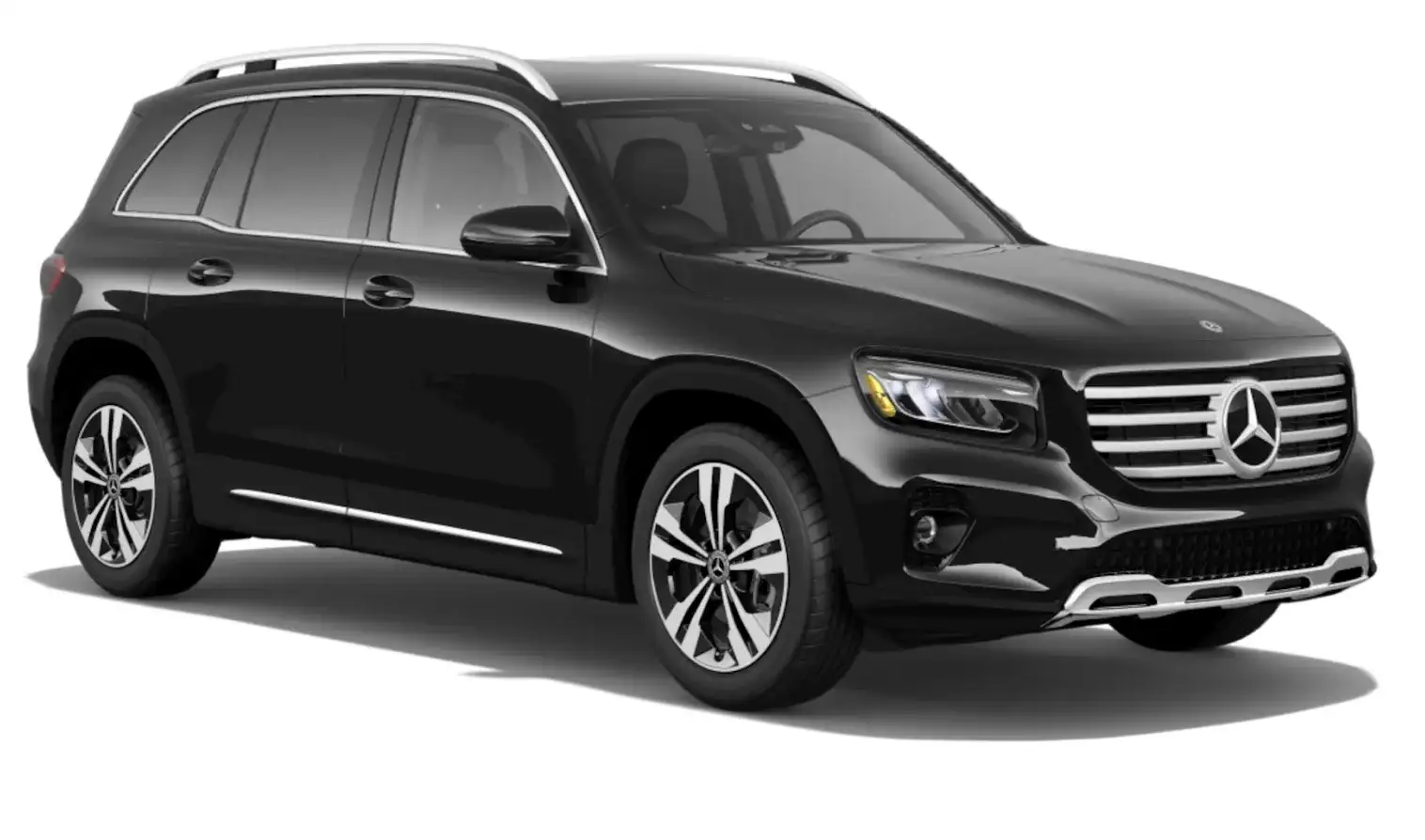 Black 2026 GLB 250 4MATIC SUV shown in profile from a front three-quarter angle.