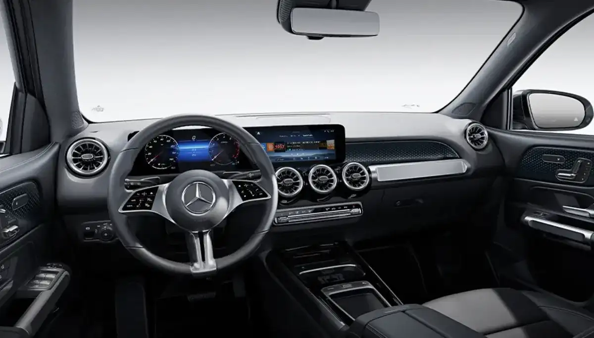 GLB dashboard with the widescreen cockpit display and turbine-style air vents.