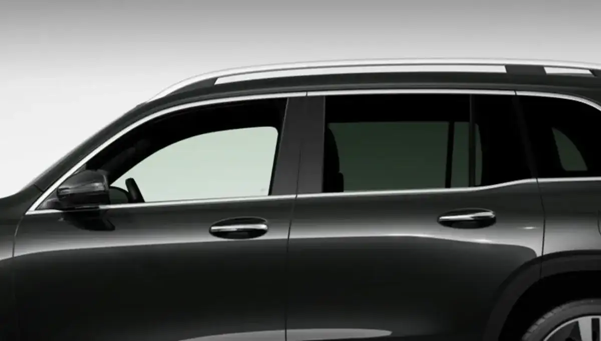 Deep-tinted rear side windows on a black GLB.