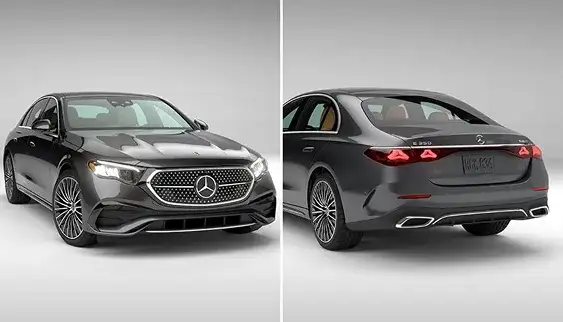 AMG-styled front apron and flared side sills on the E 350 4MATIC Sedan.