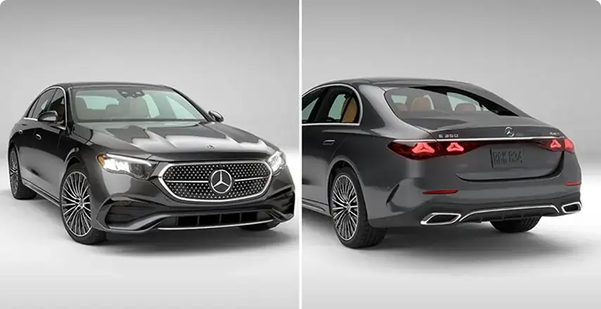 Close view of the AMG-styled front apron and side sills on the E 350 4MATIC Sedan.