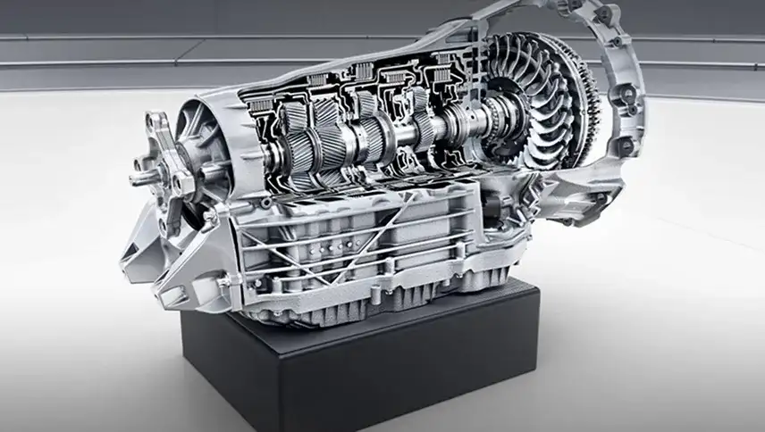 Cutaway of the 9G-TRONIC nine-speed automatic transmission.