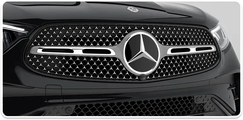 Black Star-pattern grille and lower air intake on the GLC 300 4MATIC Coupe.