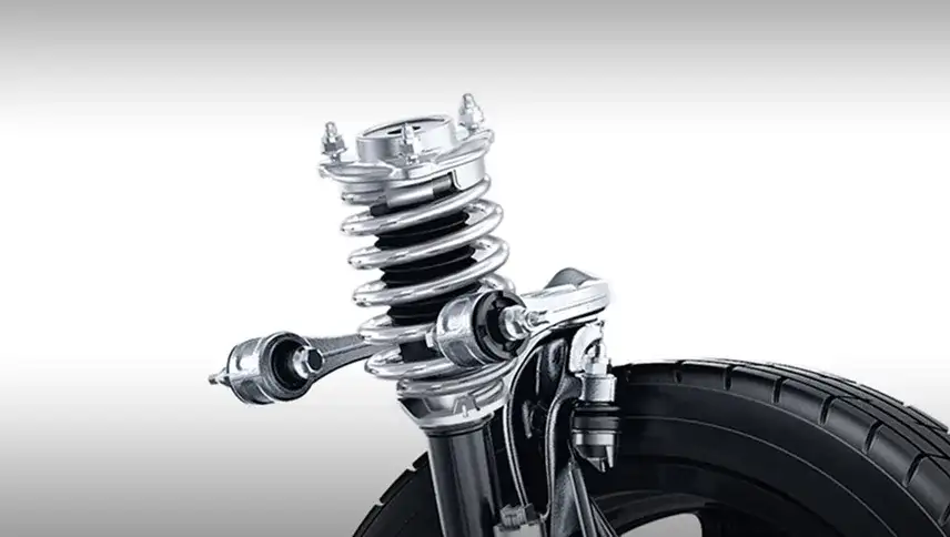 Cutaway of a front suspension strut and shock absorber from the selective damping system.