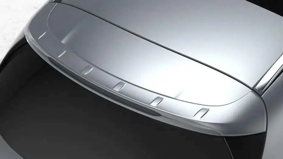 Close view of the body-color roof spoiler above the rear window of a GLC.