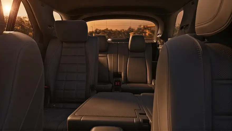 GLE rear cabin with the 40/20/40-split second-row seatbacks folded down.