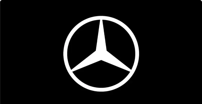 Mercedes-Benz star emblem on a black background, shown for the chrome rear trim accessory.