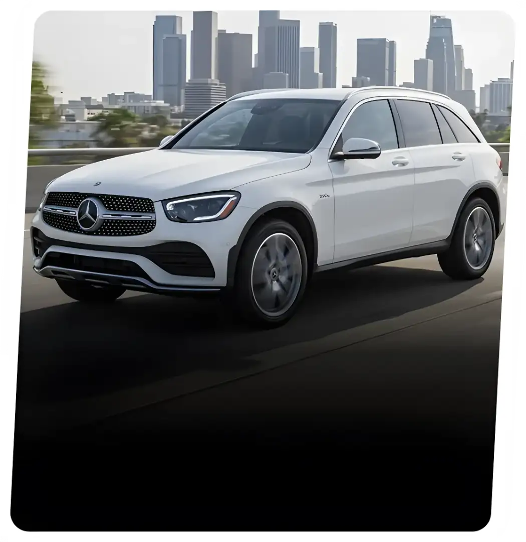Mercedes-Benz hybrid model shown from a front three-quarter angle.