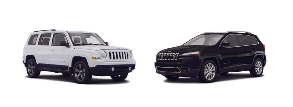 Jeep Patriot, left, and Jeep Cherokee, right