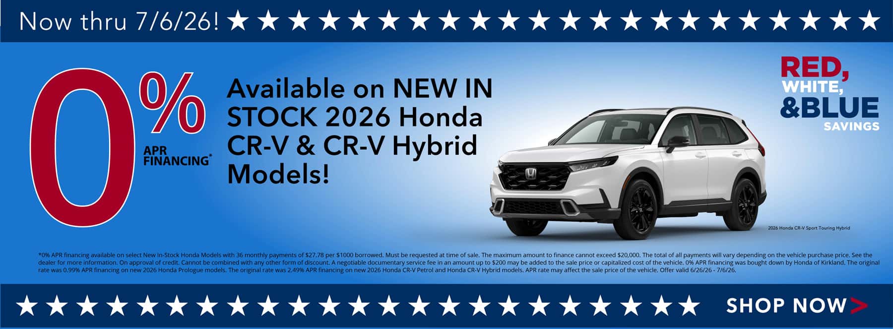 0% APR Financing on New In Stock Hondas