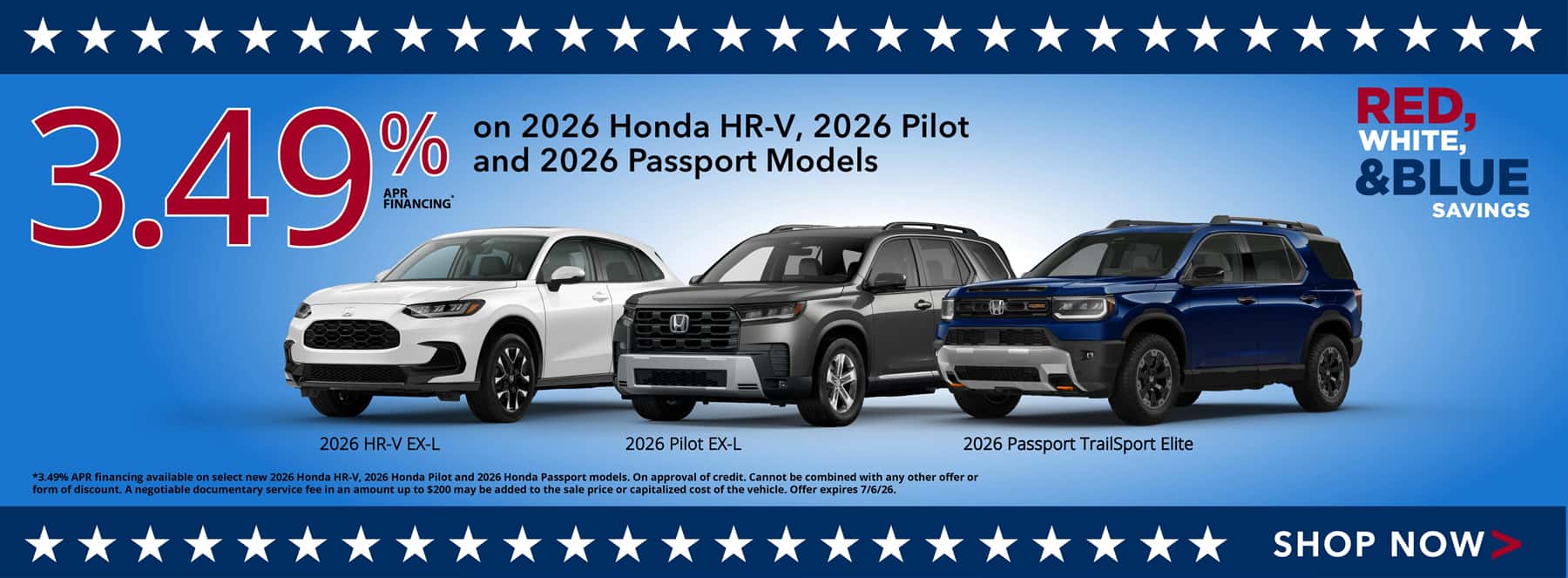 HR-V, Pilot, Passport APR Offer
